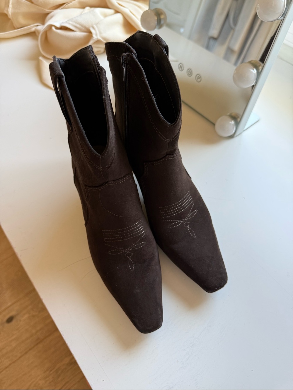 INC International Concepts Dark Brown Suede Pointed Ankle Boots